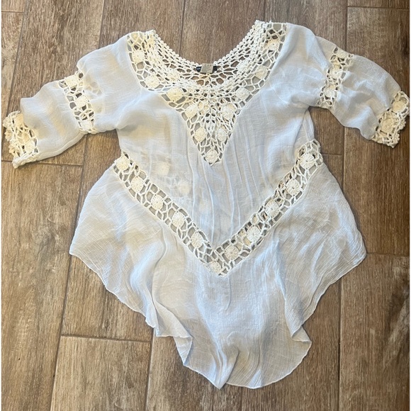 Vivid Importers of NY White Eyelet Blouse-Medium - Picture 4 of 5